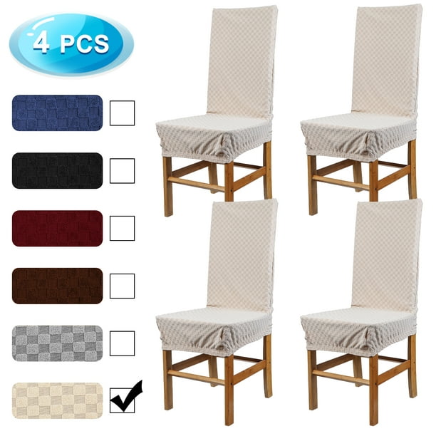 2Pcs Stretch Round Square Dining Chair Slipcover Polyester Seat Cover Golden